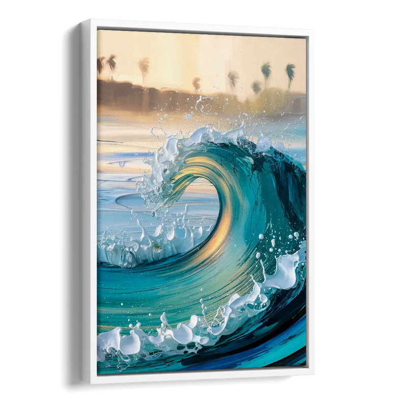 San Diego Ocean Waves Side - White Canvas Wall Art