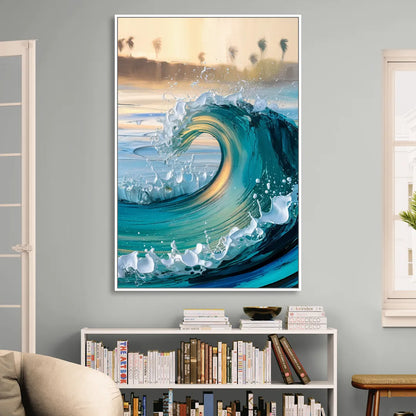 San Diego Ocean Waves Sitting Room - White Canvas Wall Art