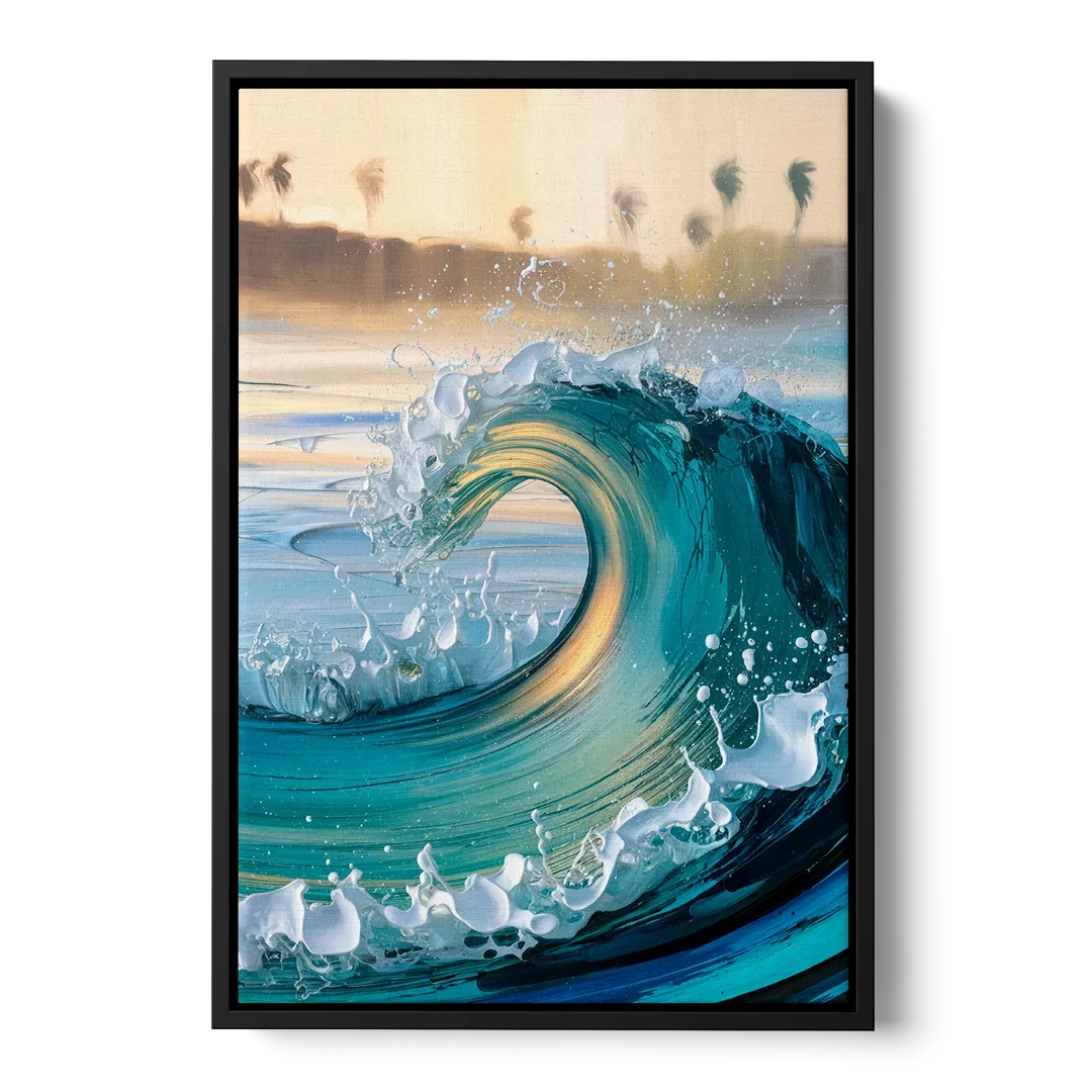 San Diego Ocean Waves Front - Black Canvas Wall Art