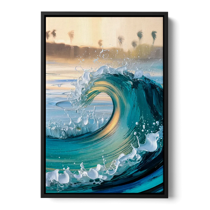 San Diego Ocean Waves Front - Black Canvas Wall Art
