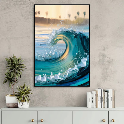 San Diego Ocean Waves Sitting Room - Black Canvas Wall Art