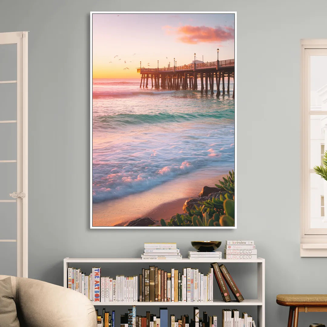San Diego Pacific Beach Vibes Living Room - White Canvas Wall Art
