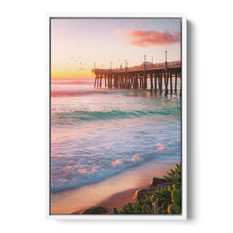 San Diego Pacific Beach Vibes Front - White Canvas Wall Art