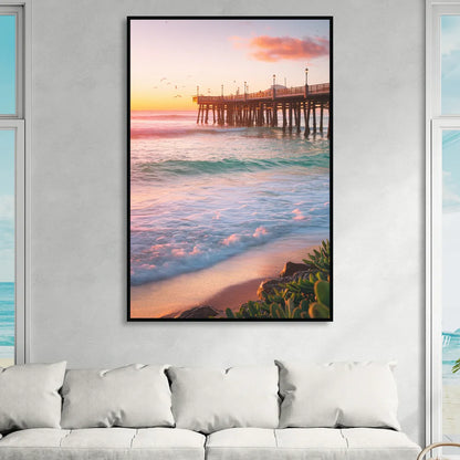 San Diego Pacific Beach Vibes Sitting Room - Black Canvas Wall Art