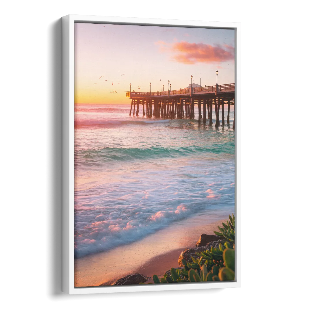 San Diego Pacific Beach Vibes Side - White Canvas Wall Art