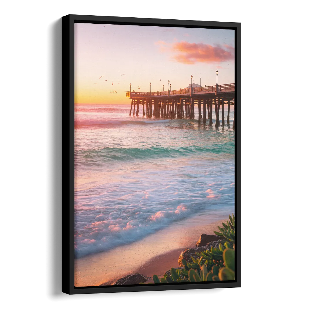 San Diego Pacific Beach Vibes Side - Black Canvas Wall Art
