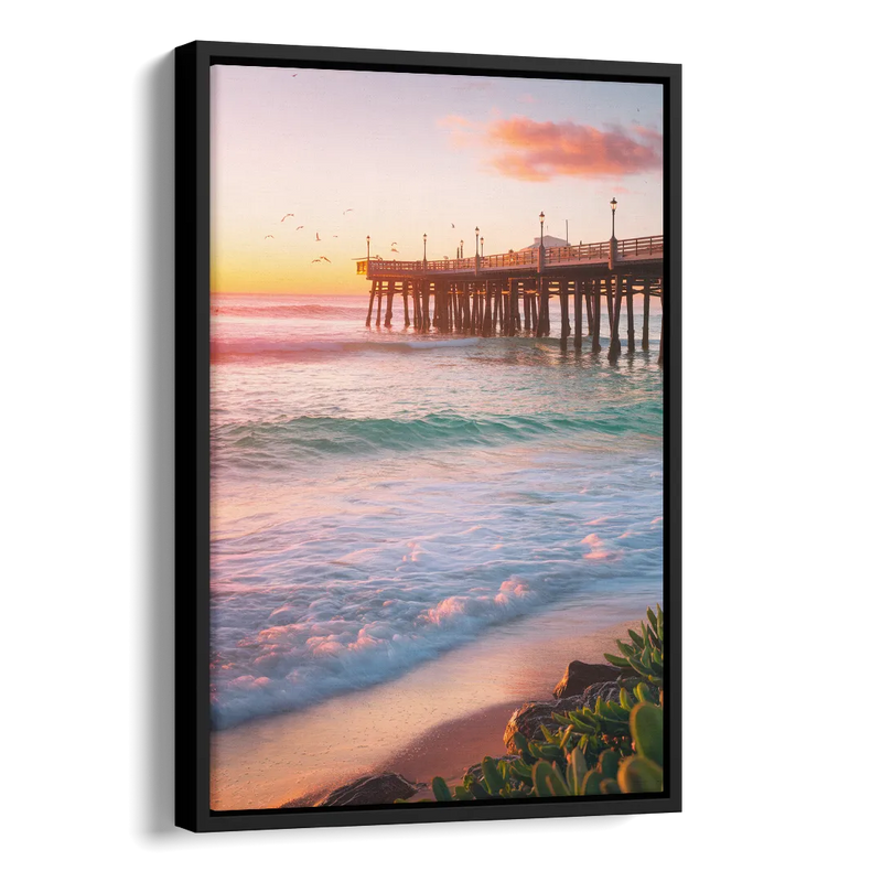 San Diego Pacific Beach Vibes Side - Black Canvas Wall Art