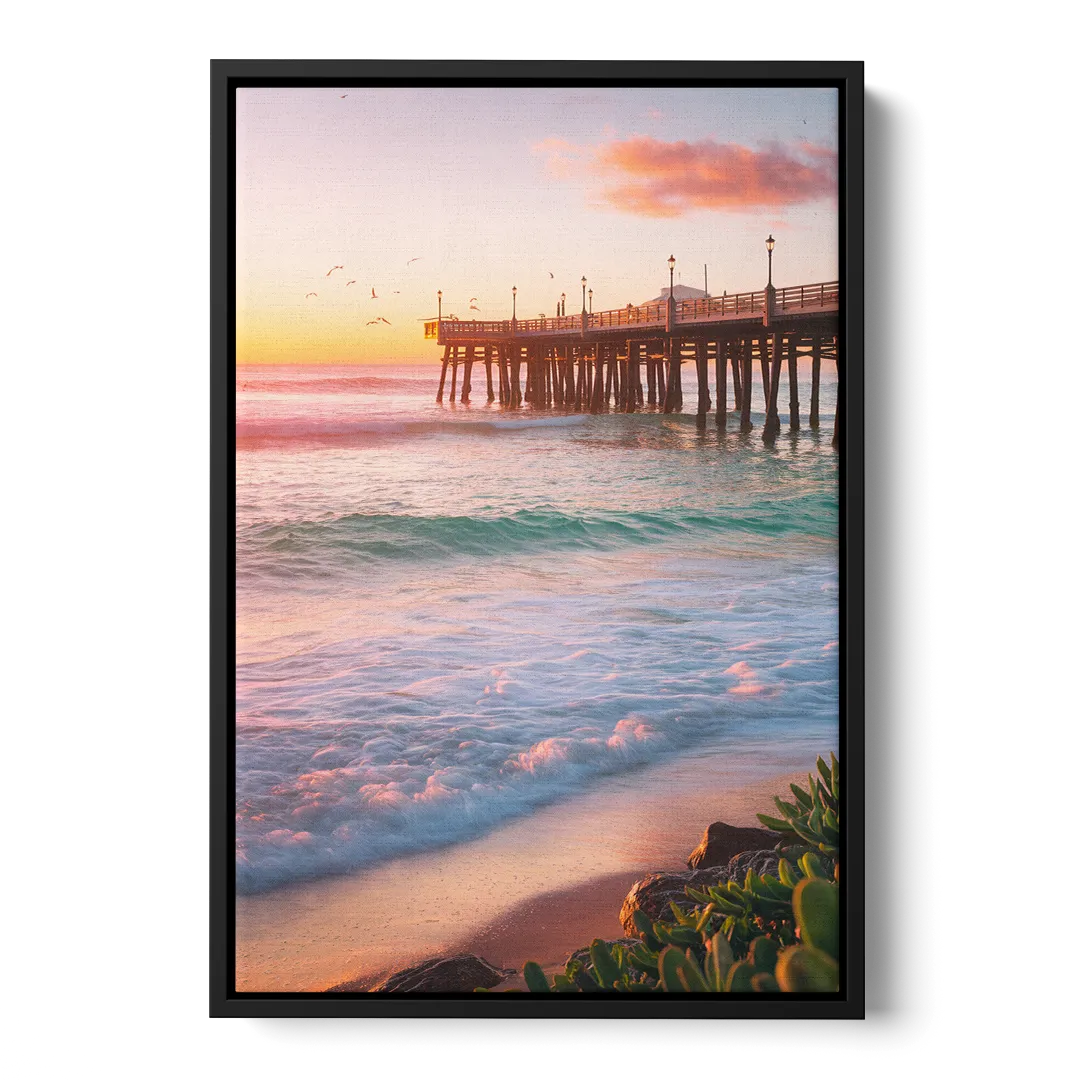 San Diego Pacific Beach Vibes Front - Black Canvas Wall Art
