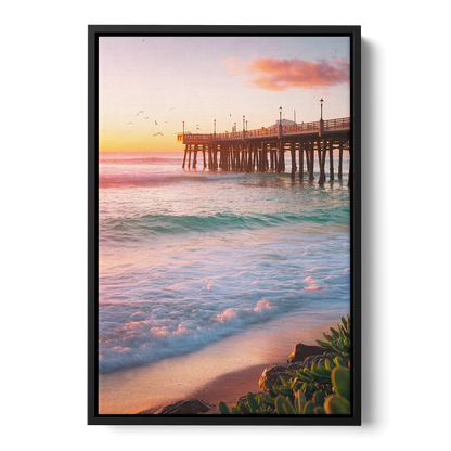 San Diego Pacific Beach Vibes Front - Black Canvas Wall Art