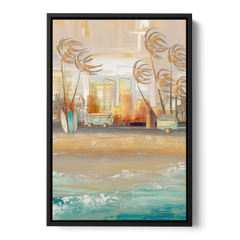 San Diego Pacific Beach Vibes Surf - Black Framed Canvas Wall Art - Front