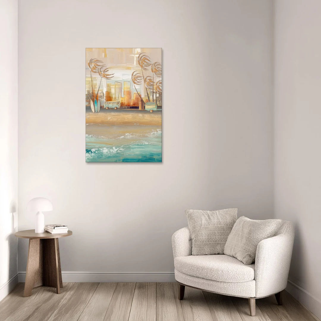San Diego Pacific Beach Vibes Surf - Canvas Wall Art - Sofa - 24x36
