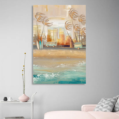 San Diego Pacific Beach Vibes Surf Living Room - Canvas Wall Art