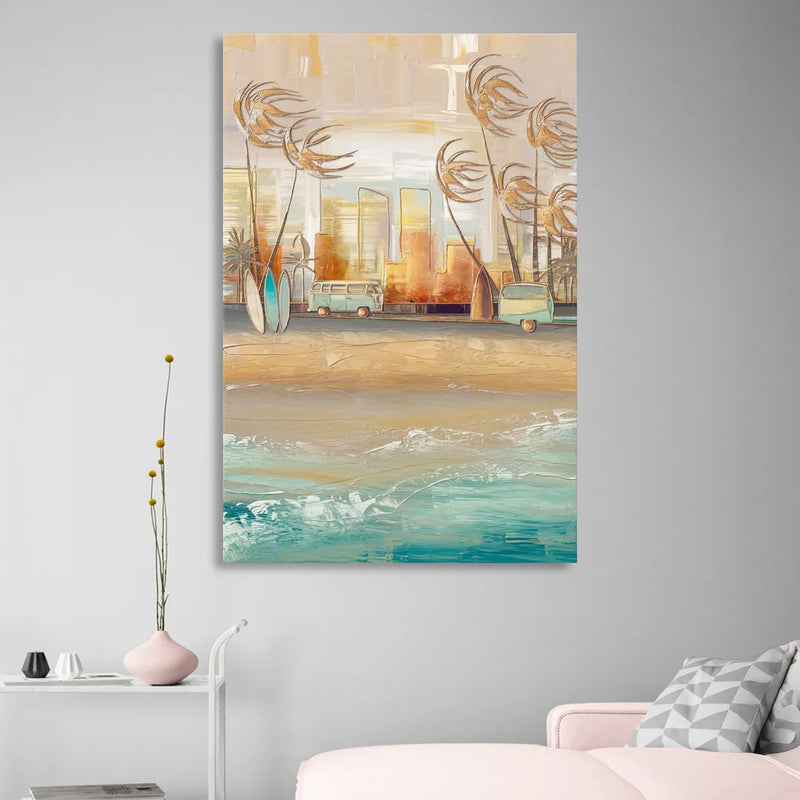 San Diego Pacific Beach Vibes Surf Living Room - Canvas Wall Art