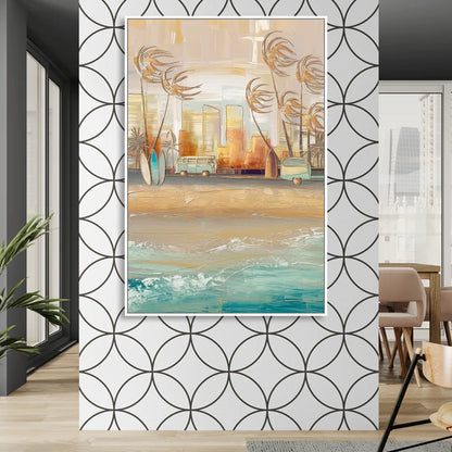 San Diego Pacific Beach Vibes Surf Living Room - White Canvas Wall Art