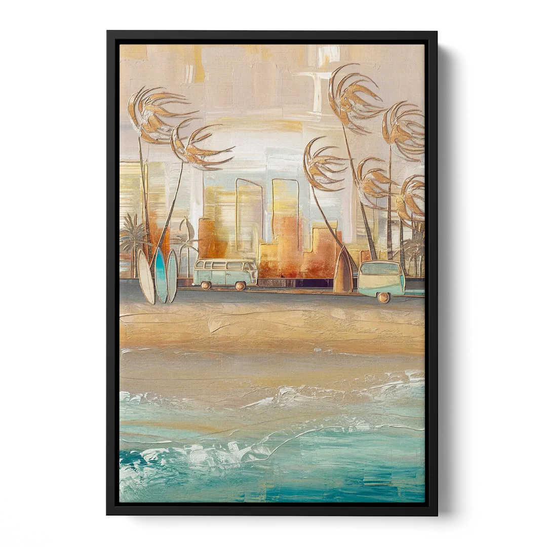 San Diego Pacific Beach Vibes Surf Front - Black Canvas Wall Art