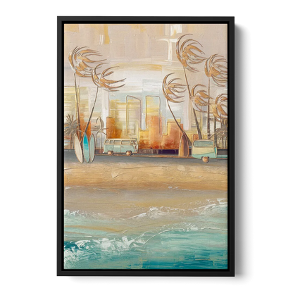 San Diego Pacific Beach Vibes Surf Front - Black Canvas Wall Art