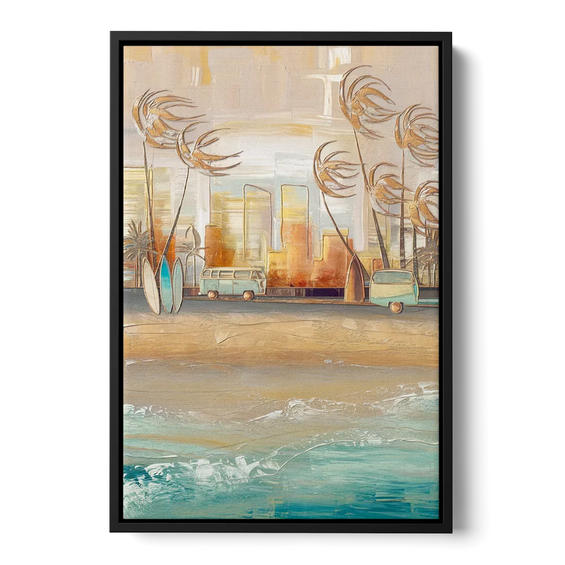 San Diego Pacific Beach Vibes Surf Front - Black Canvas Wall Art