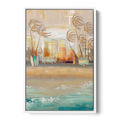 San Diego Pacific Beach Vibes Surf Front - White Canvas Wall Art