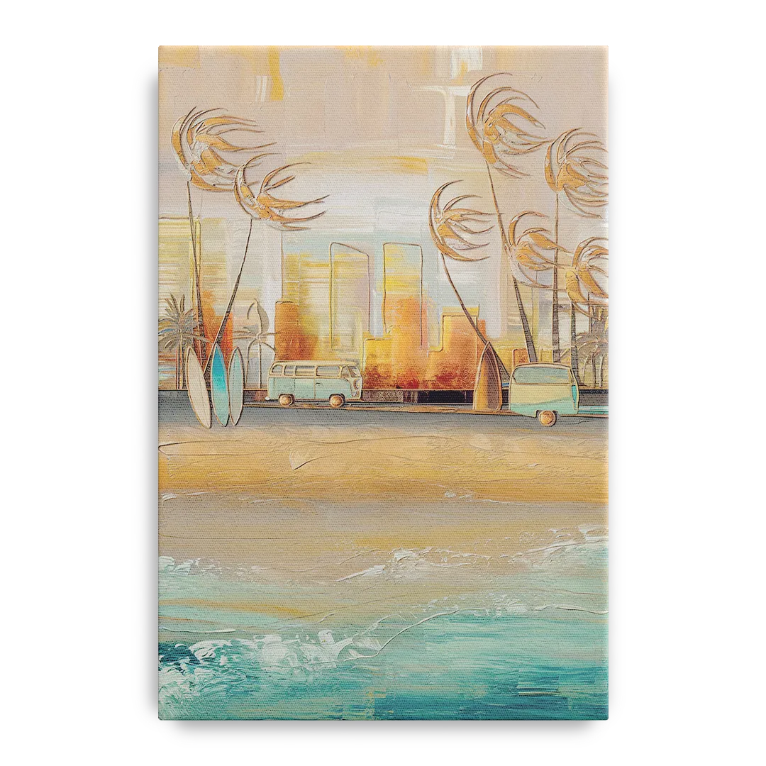 San Diego Pacific Beach Vibes Surf Front - Canvas Wall Art