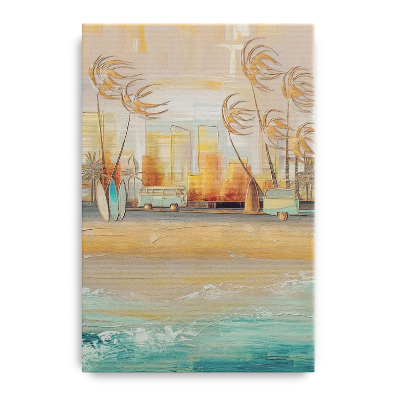 San Diego Pacific Beach Vibes Surf Front - Canvas Wall Art