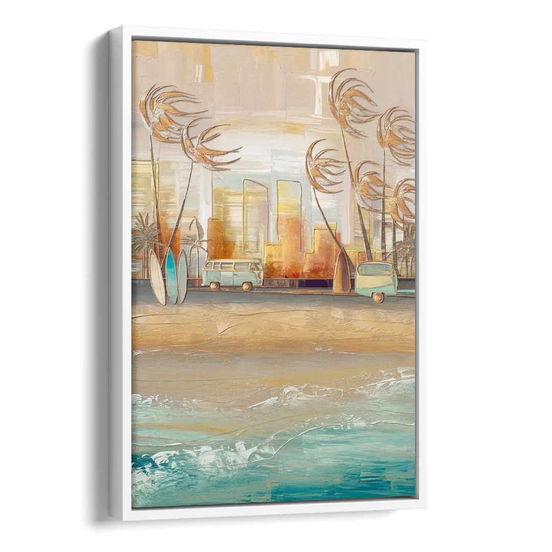 San Diego Pacific Beach Vibes Surf Side - White Canvas Wall Art