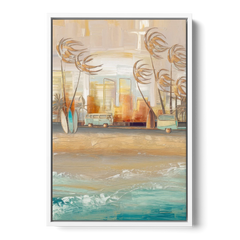 San Diego Pacific Beach Vibes Surf - White Framed Canvas Wall Art - Front
