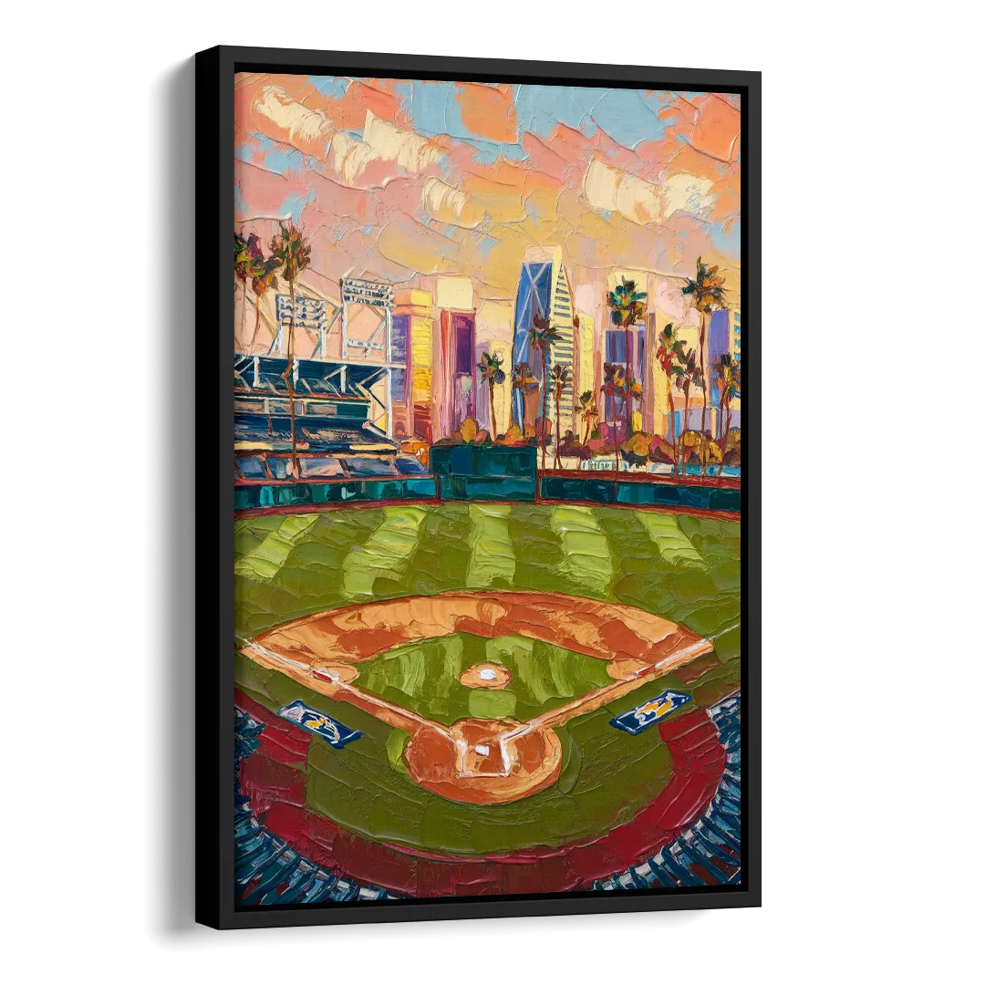 San Diego Padres Stadium Side - Black Canvas Wall Art