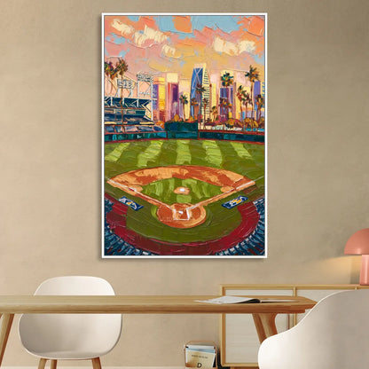 San Diego Padres Stadium Sitting Room - White Canvas Wall Art