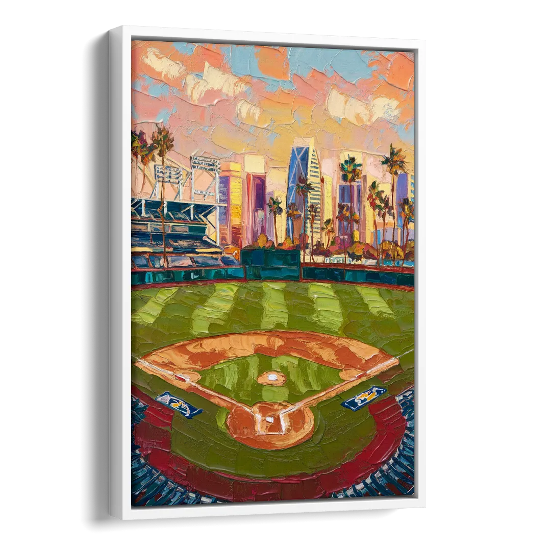 San Diego Padres Stadium Side - White Canvas Wall Art