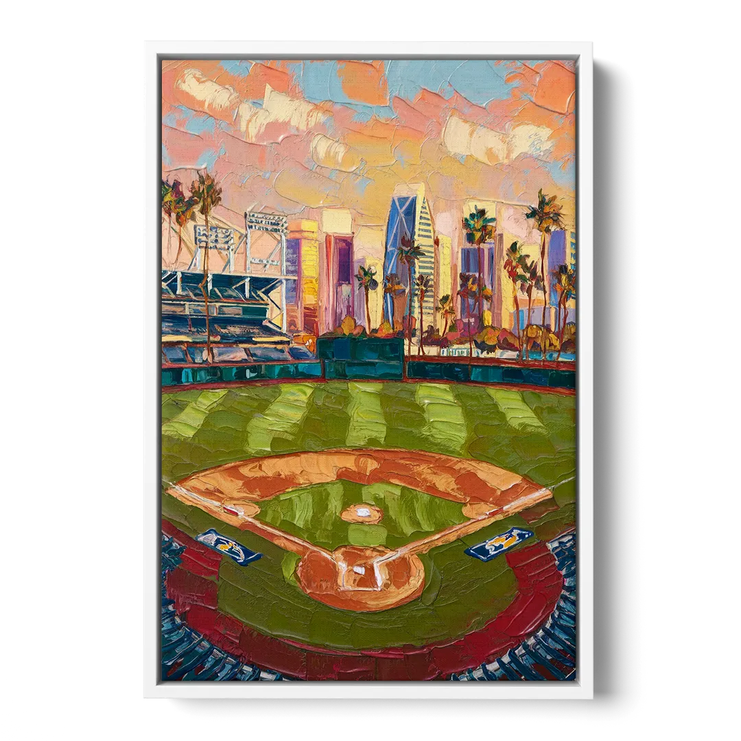 San Diego Padres Stadium Front - White Canvas Wall Art