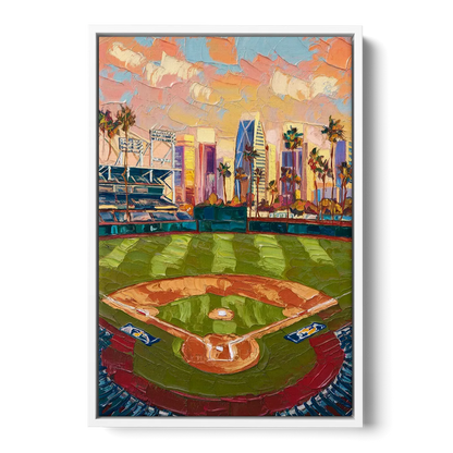 San Diego Padres Stadium Front - White Canvas Wall Art