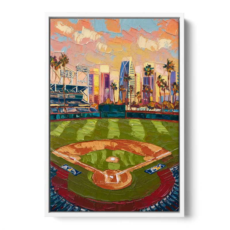 San Diego Padres Stadium Front - White Canvas Wall Art