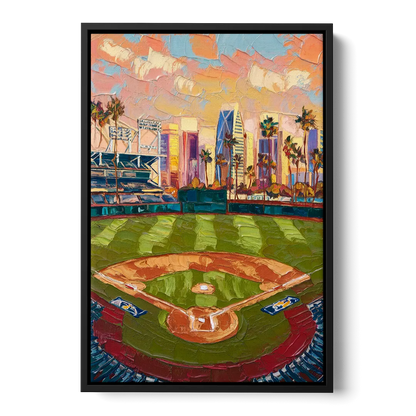 San Diego Padres Stadium Front - Black Canvas Wall Art