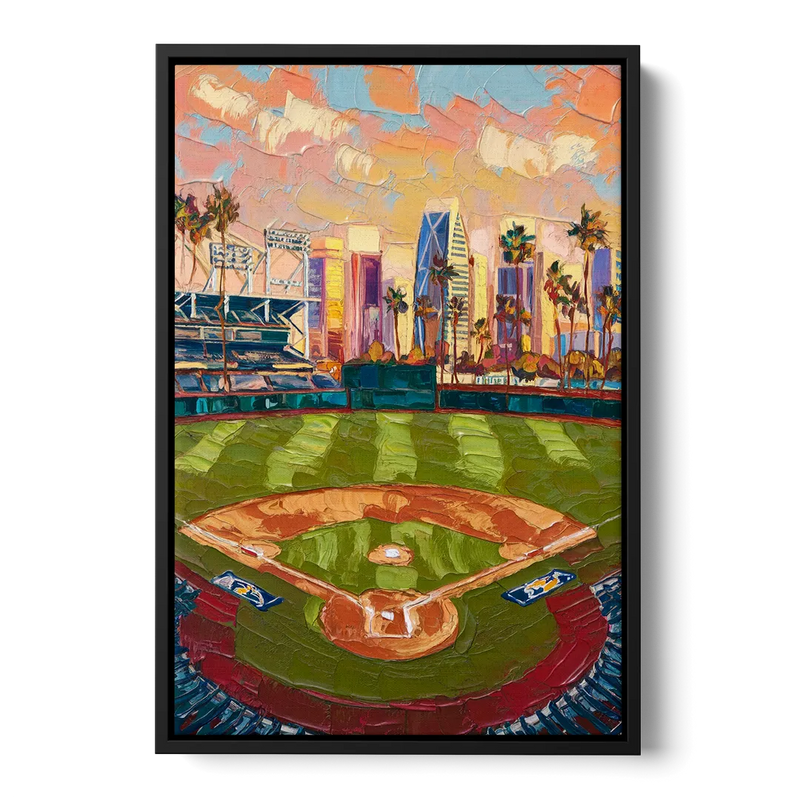 San Diego Padres Stadium Front - Black Canvas Wall Art