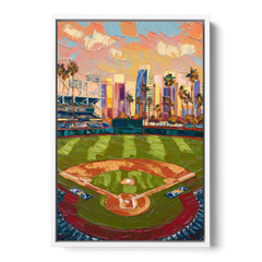 San Diego Padres Stadium - White Framed Canvas Wall Art - Front