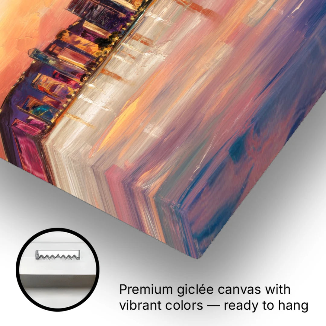 San Diego Skyline Sunset - Canvas Wall Art - Gallery Wrap Corner