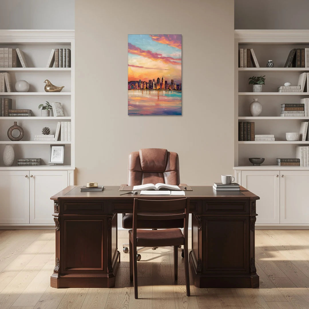 San Diego Skyline Sunset - Canvas Wall Art - Office - 24x36
