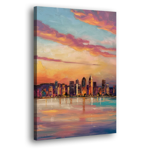 San Diego Skyline Sunset - Canvas Wall Art