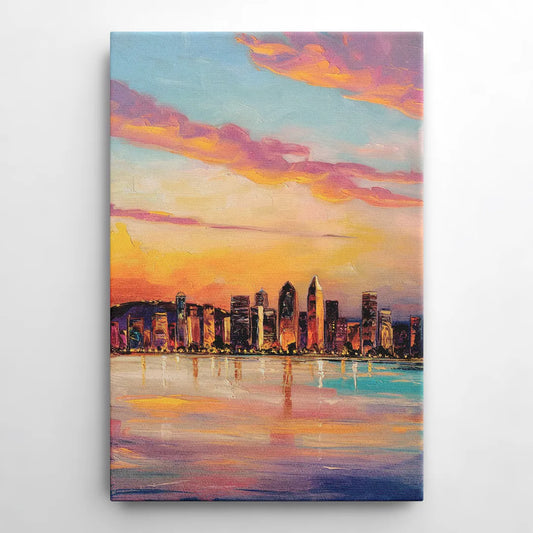 San Diego Skyline Sunset - Canvas Wall Art