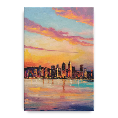 San Diego Skyline Sunset Front - Canvas Wall Art