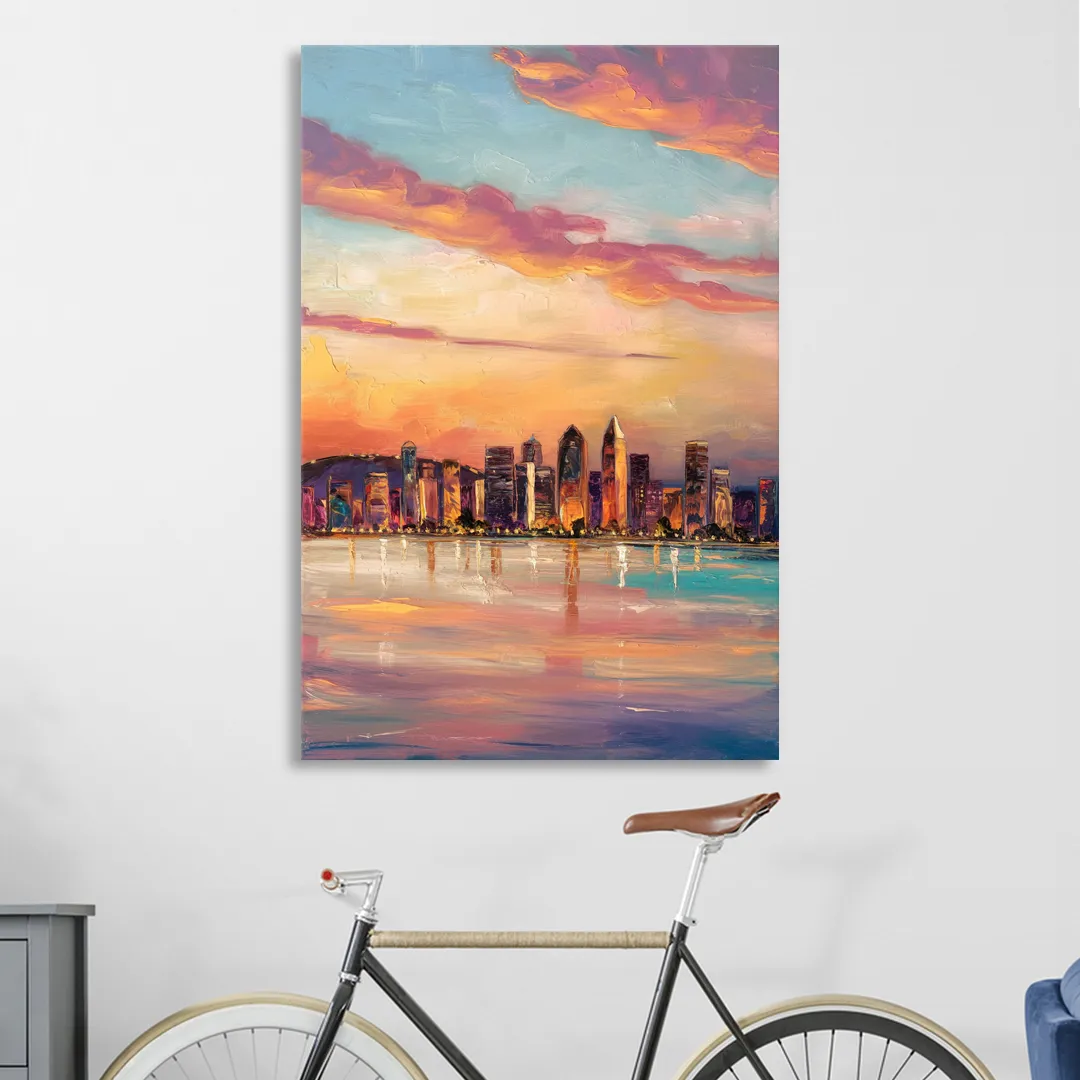 San Diego Skyline Sunset Living Room - Canvas Wall Art