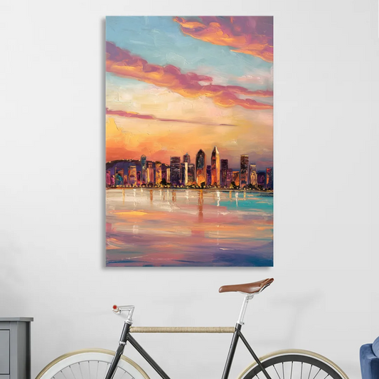 San Diego Skyline Sunset Living Room - Canvas Wall Art