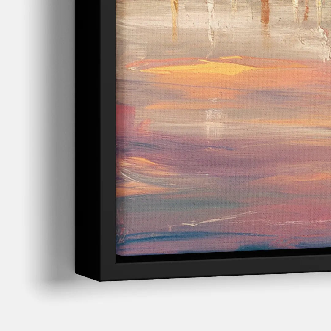 San Diego Skyline Sunset - Close-Up Black Frame Canvas