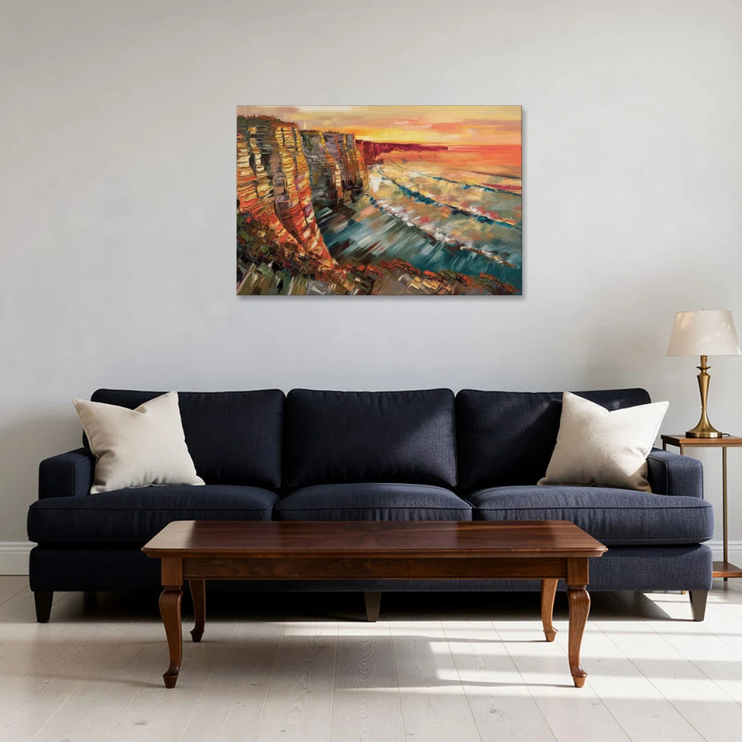 San Diego Sunset Cliffs - Canvas Wall Art - Sofa - 36x24