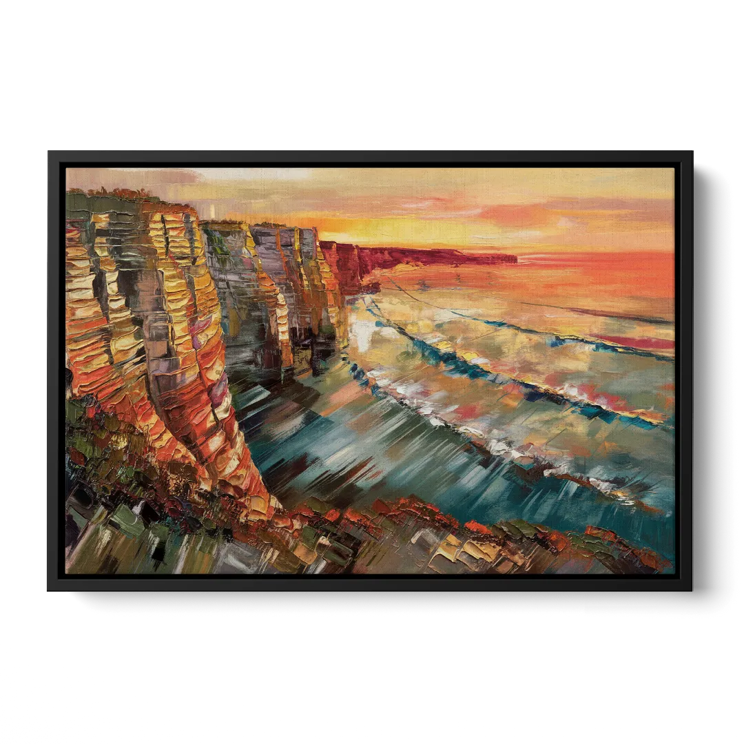 San Diego Sunset Cliffs Front - Black Canvas Wall Art