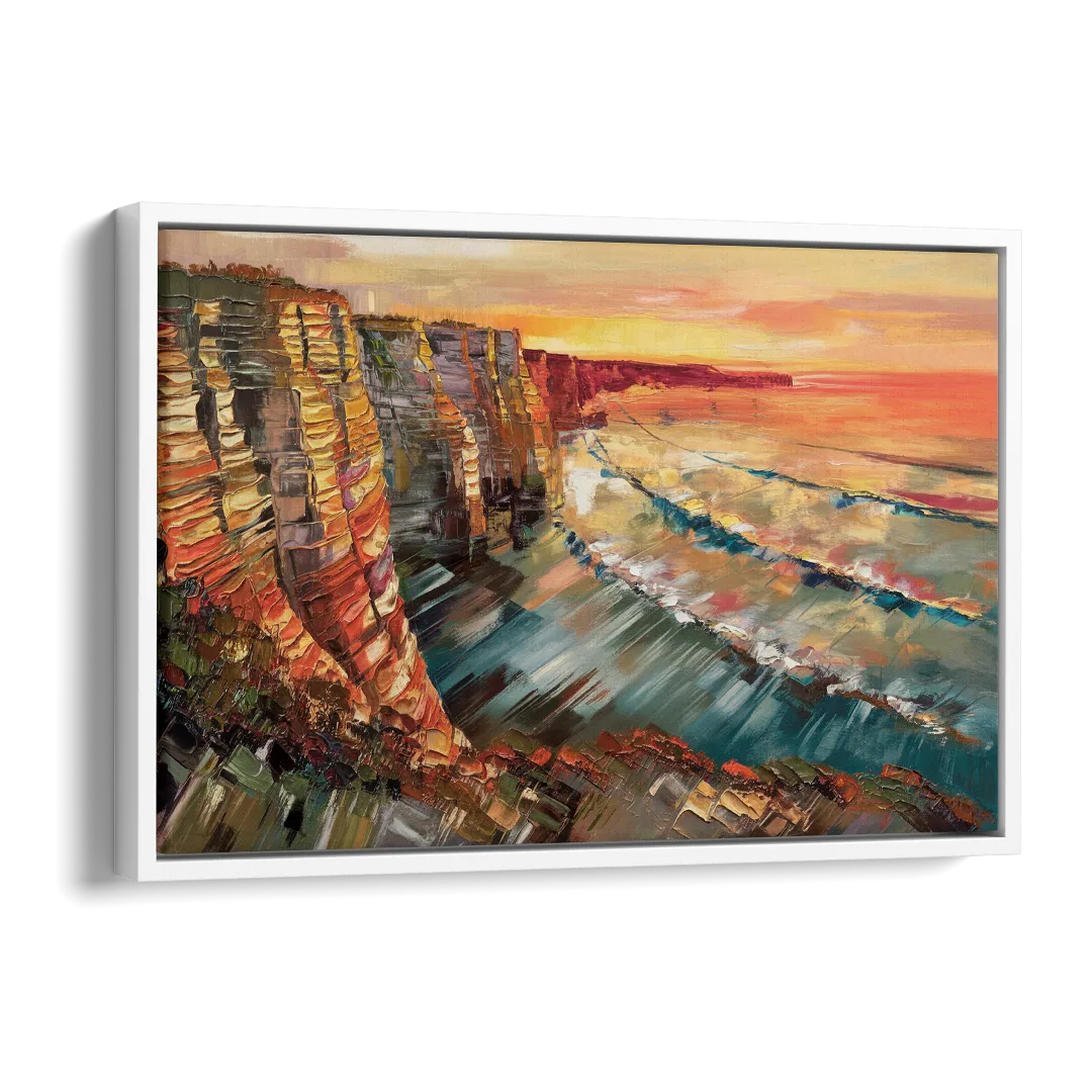 San Diego Sunset Cliffs Side - White Canvas Wall Art