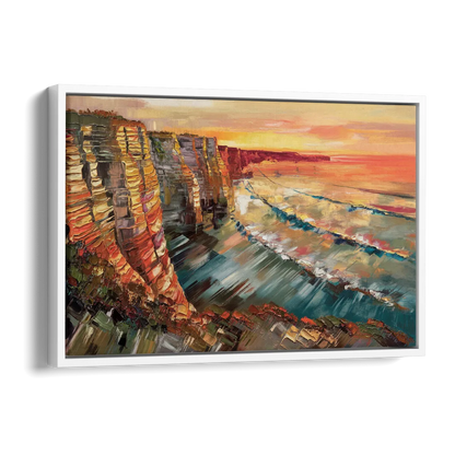 San Diego Sunset Cliffs Side - White Canvas Wall Art