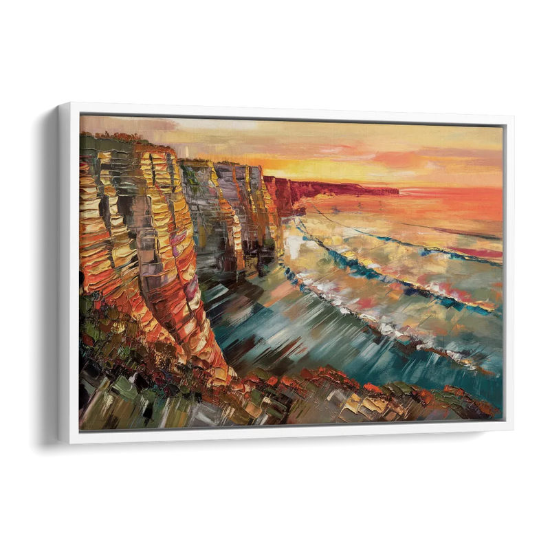 San Diego Sunset Cliffs Side - White Canvas Wall Art