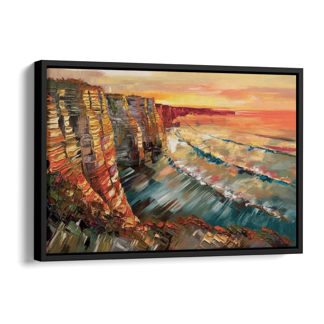 San Diego Sunset Cliffs Side - Black Canvas Wall Art