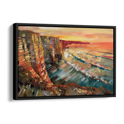 San Diego Sunset Cliffs Side - Black Canvas Wall Art